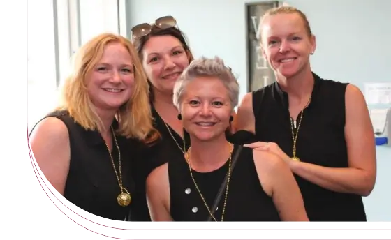 Photo of Winners of the In Memory of... Girls Day Out Golf Tournament: Dr. Ashley Colter, Lauren Jackson, and Courtney Jackson (title sponsor Mike Jackson GMC), with Nadine Finbow.