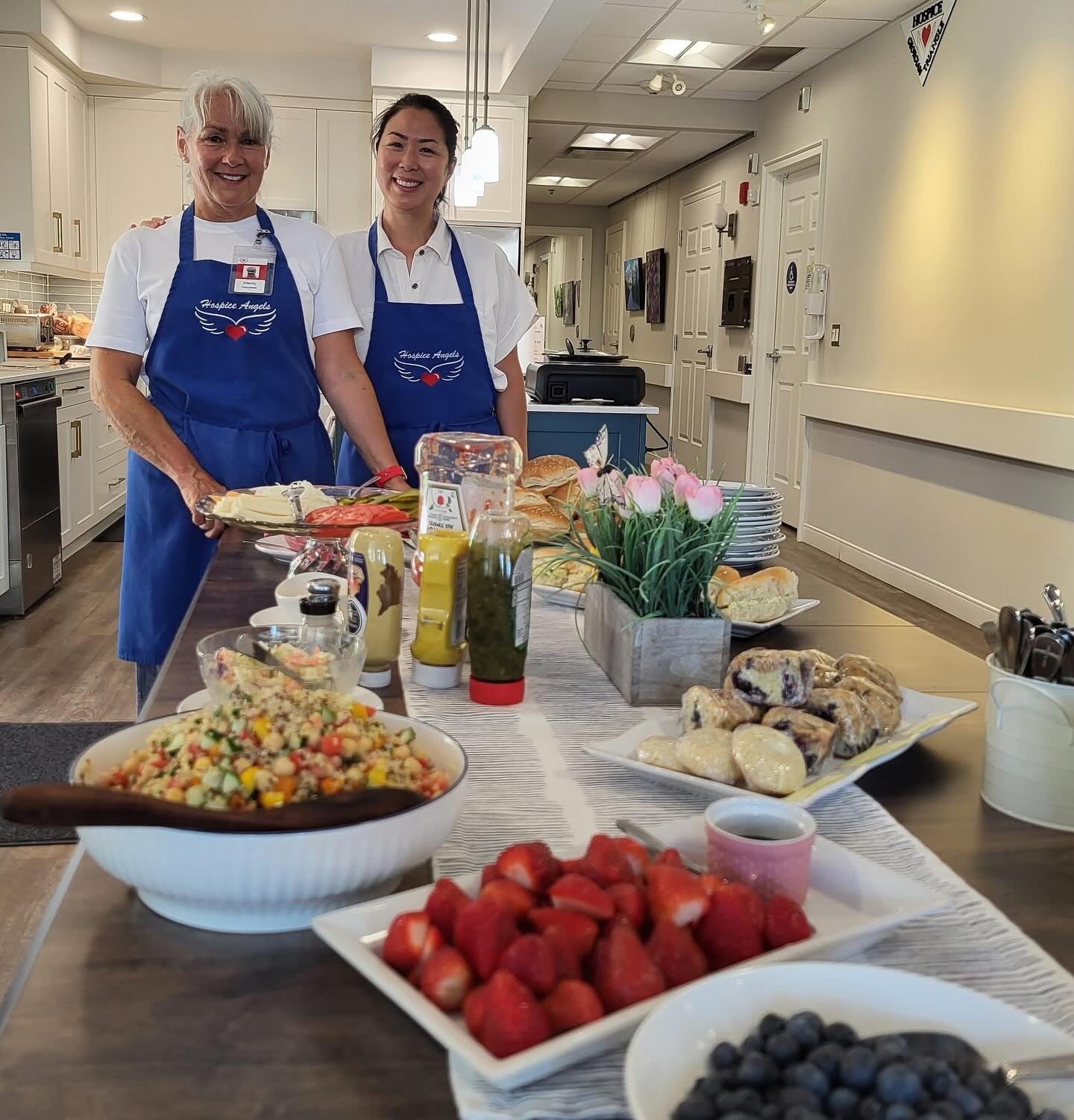 Hospice volunteers working together