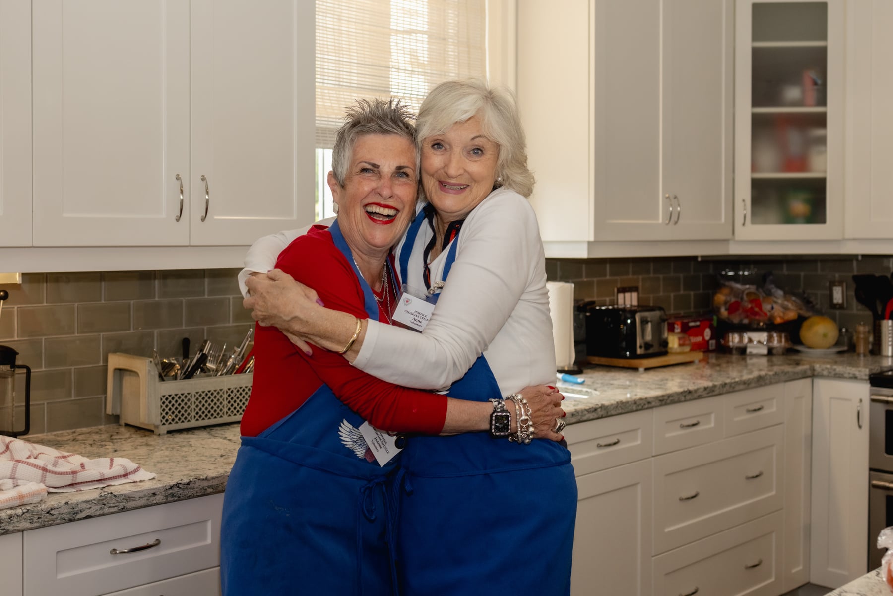 Hospice volunteers sharing a moment together